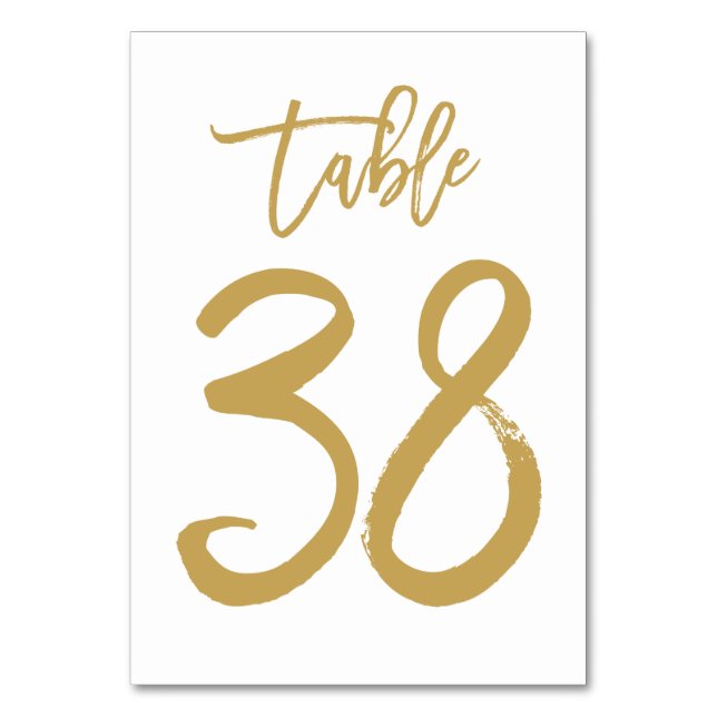 Chic Hand Lettered Bordsnummer Guld | Bord 38 (Framsidan)