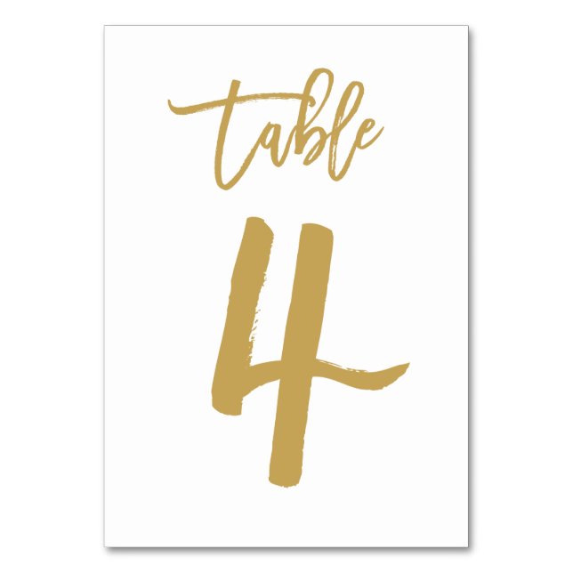 Chic Hand Lettered Bordsnummer Guld | BORD 4 (Framsidan)