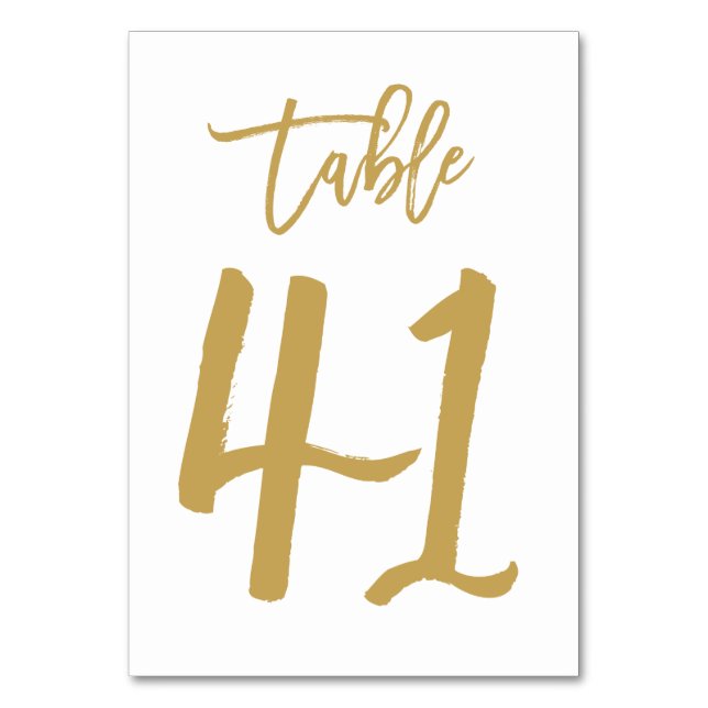 Chic Hand Lettered Bordsnummer Guld | Bord 41 (Framsidan)