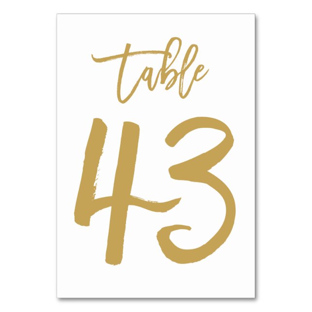 Chic Hand Lettered Bordsnummer Guld | Bord 43 (Framsidan)