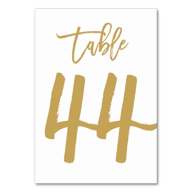 Chic Hand Lettered Bordsnummer Guld | Bord 44 (Framsidan)