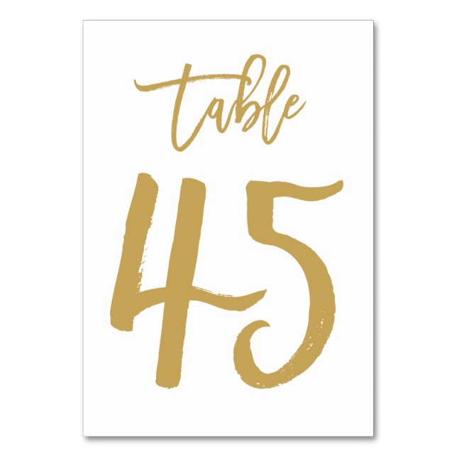 Chic Hand Lettered Bordsnummer Guld | Bord 45 (Framsidan)