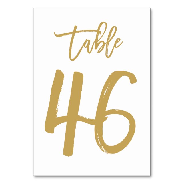 Chic Hand Lettered Bordsnummer Guld | Bord 46 (Framsidan)