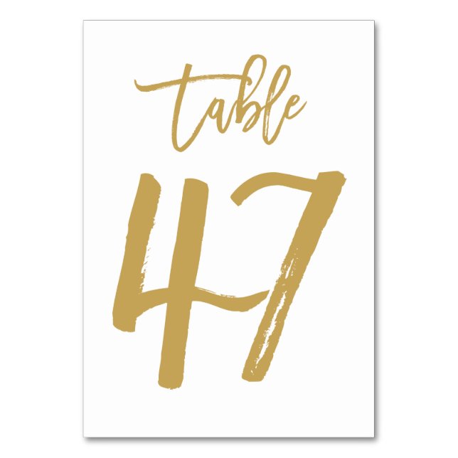 Chic Hand Lettered Bordsnummer Guld | Bord 47 (Framsidan)