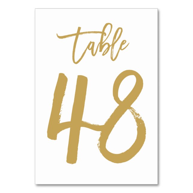 Chic Hand Lettered Bordsnummer Guld | Bord 48 (Framsidan)