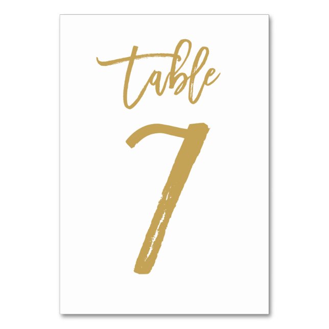 Chic Hand Lettered Bordsnummer Guld | BORD 7 (Framsidan)