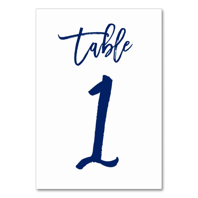 Chic Hand Lettered Bordsnummer Navy | BORD 1 (Framsidan)