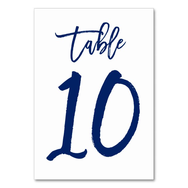 Chic Hand Lettered Bordsnummer Navy | Bord 10 (Framsidan)