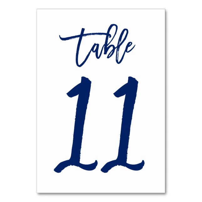 Chic Hand Lettered Bordsnummer Navy | Bord 11 (Framsidan)