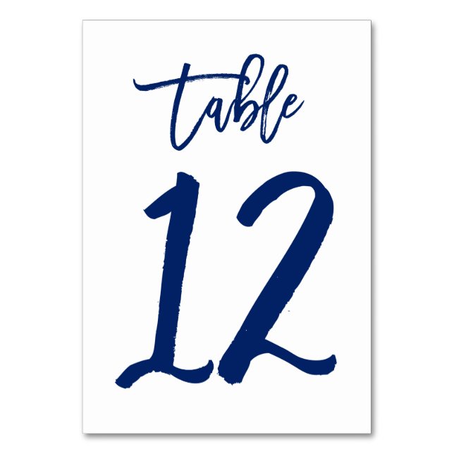 Chic Hand Lettered Bordsnummer Navy | Bord 12 (Framsidan)