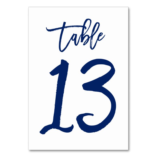 Chic Hand Lettered Bordsnummer Navy | Bord 13 (Framsidan)
