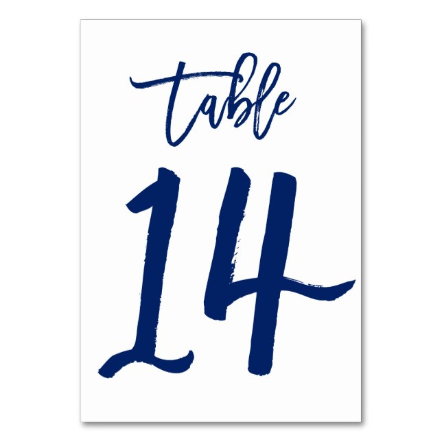 Chic Hand Lettered Bordsnummer Navy | Bord 14 (Framsidan)