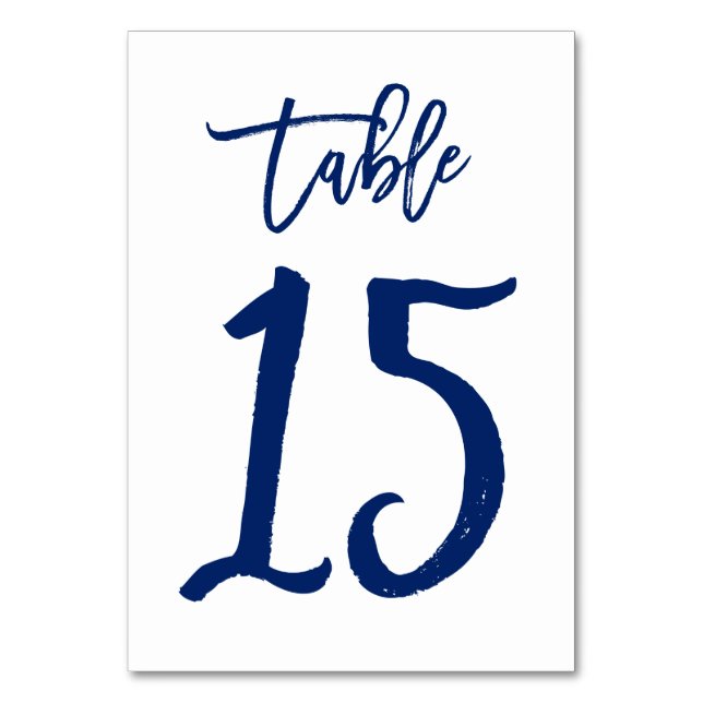 Chic Hand Lettered Bordsnummer Navy | Bord 15 (Framsidan)