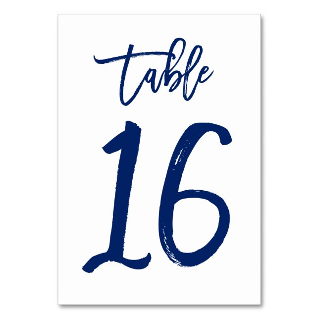 Chic Hand Lettered Bordsnummer Navy | Bord 16 (Framsidan)