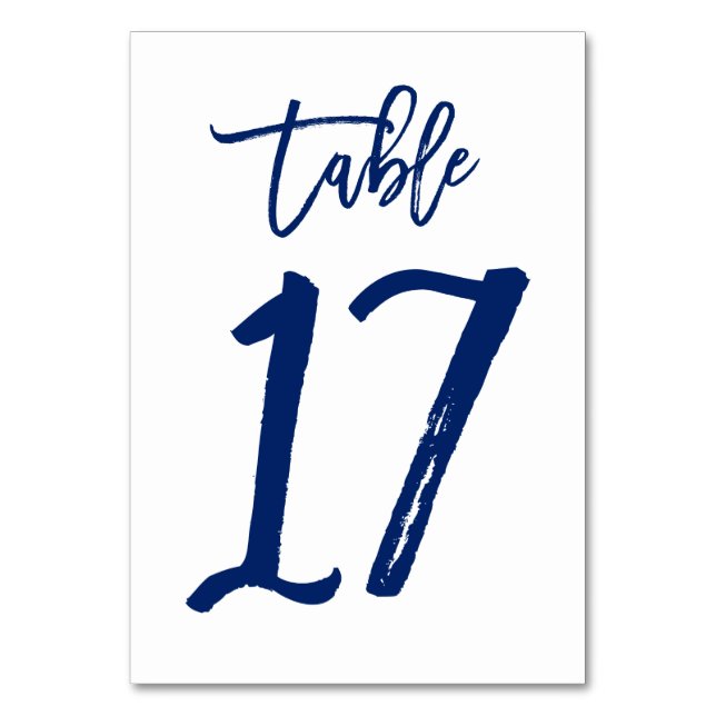 Chic Hand Lettered Bordsnummer Navy | Bord 17 (Framsidan)