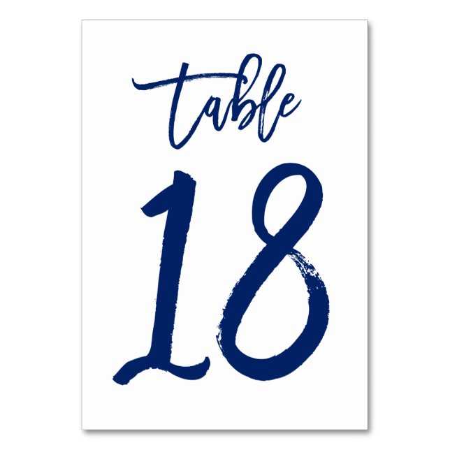 Chic Hand Lettered Bordsnummer Navy | Bord 18 (Framsidan)