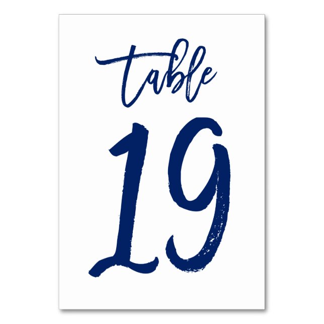Chic Hand Lettered Bordsnummer Navy | Bord 19 (Framsidan)