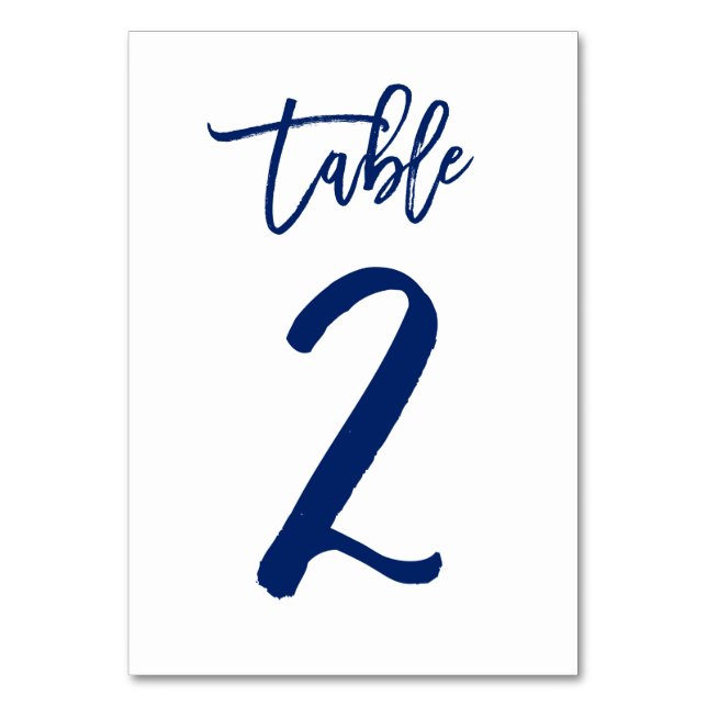 Chic Hand Lettered Bordsnummer Navy | BORD 2 (Framsidan)