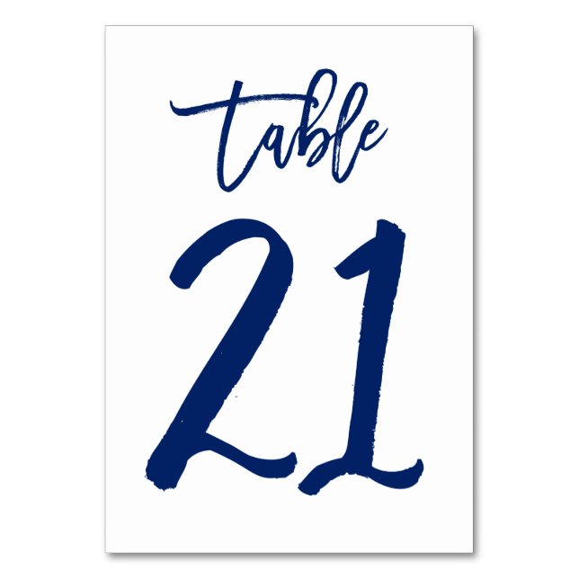 Chic Hand Lettered Bordsnummer Navy | Bord 21 (Framsidan)