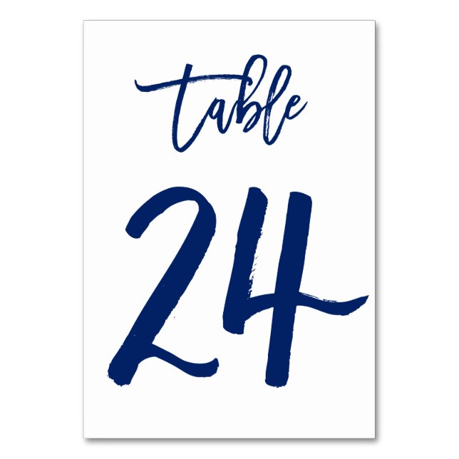 Chic Hand Lettered Bordsnummer Navy | Bord 24 (Framsidan)