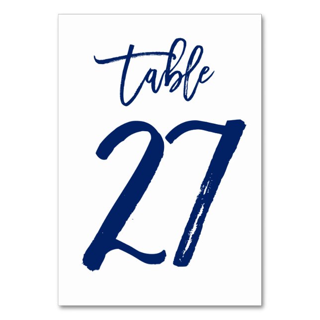 Chic Hand Lettered Bordsnummer Navy | Bord 27 (Framsidan)