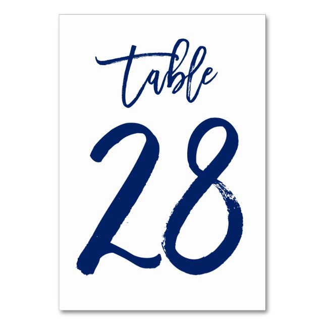 Chic Hand Lettered Bordsnummer Navy | Bord 28 (Framsidan)