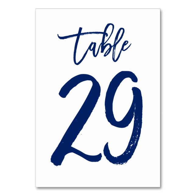 Chic Hand Lettered Bordsnummer Navy | Bord 29 (Framsidan)