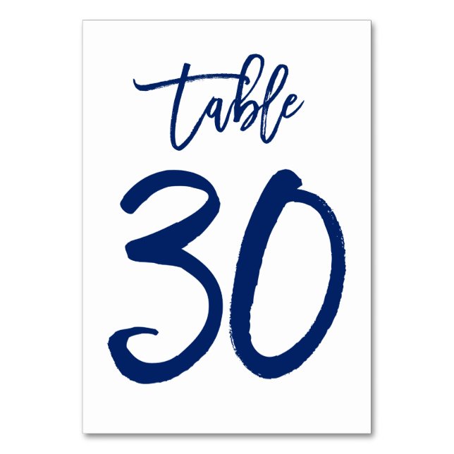 Chic Hand Lettered Bordsnummer Navy | Bord 30 (Framsidan)