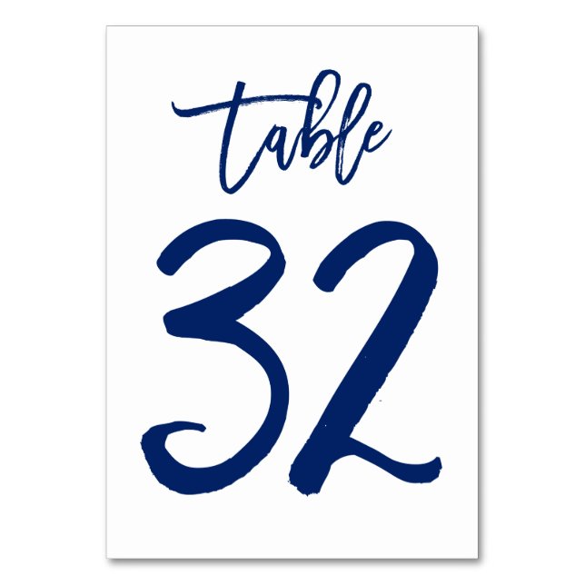 Chic Hand Lettered Bordsnummer Navy | Bord 32 (Framsidan)