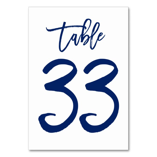 Chic Hand Lettered Bordsnummer Navy | Bord 33 (Framsidan)