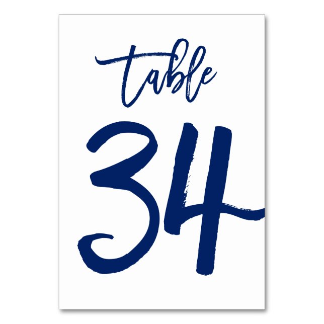 Chic Hand Lettered Bordsnummer Navy | Bord 34 (Framsidan)