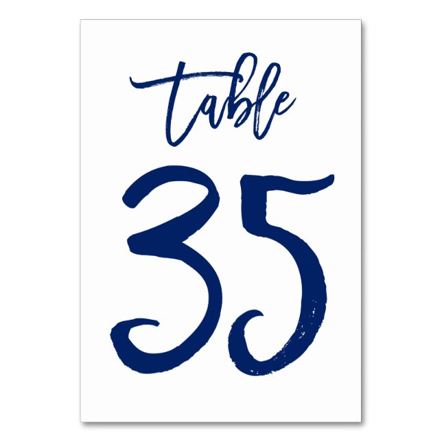 Chic Hand Lettered Bordsnummer Navy | Bord 35 (Framsidan)