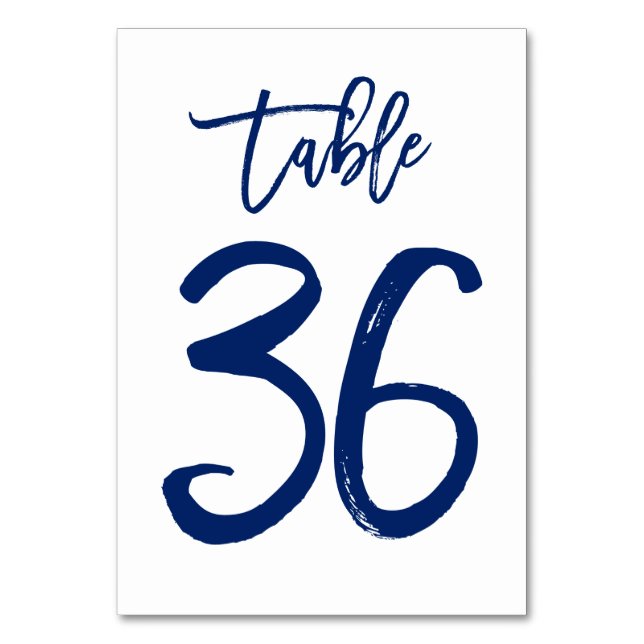 Chic Hand Lettered Bordsnummer Navy | Bord 36 (Framsidan)