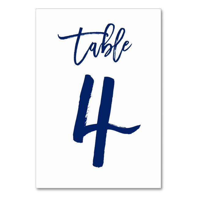 Chic Hand Lettered Bordsnummer Navy | BORD 4 (Framsidan)