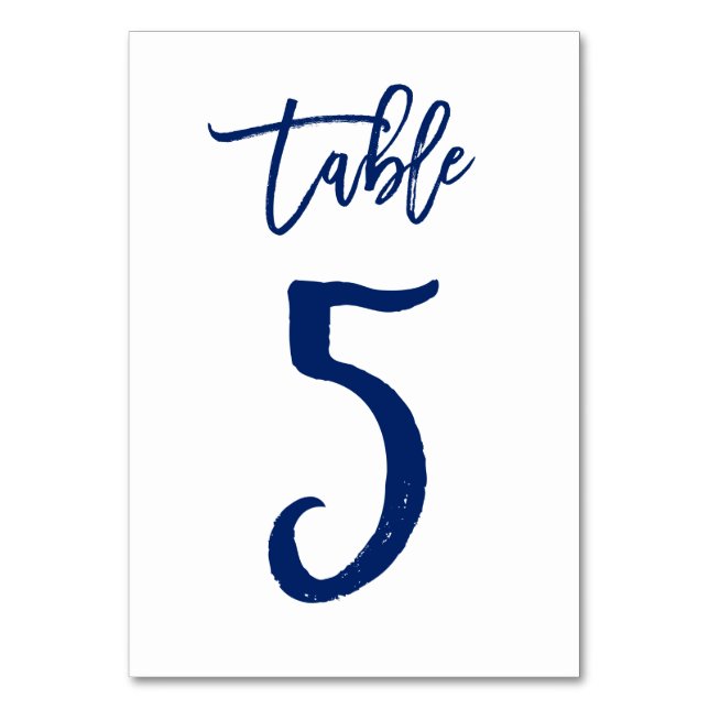Chic Hand Lettered Bordsnummer Navy | BORD 5 (Framsidan)