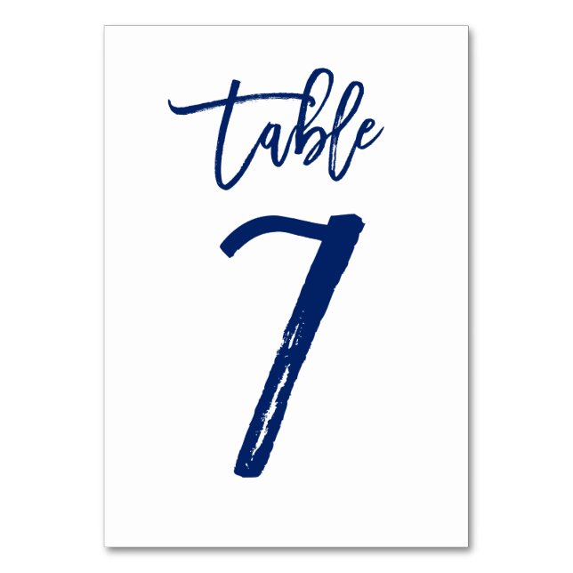 Chic Hand Lettered Bordsnummer Navy | BORD 7 (Framsidan)