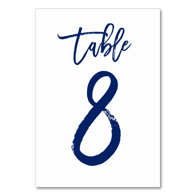 Chic Hand Lettered Bordsnummer Navy | BORD 8 (Framsidan)