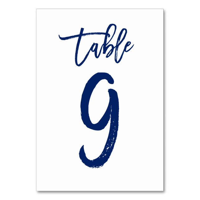 Chic Hand Lettered Bordsnummer Navy | BORD 9 (Framsidan)