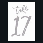 Chic Hand Lettered Bordsnummer Silver | Bord 17<br><div class="desc">Modern bordsnummer kort.</div>