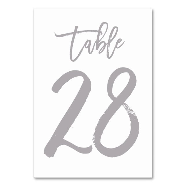 Chic Hand Lettered Bordsnummer Silver | Bord 28 (Framsidan)