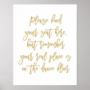 Chic Hand Lettered Bröllop Dance Golv-tecken Poster
