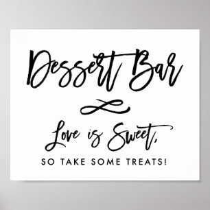 Chic Hand Lettered Bröllop Dessert Pub Poster