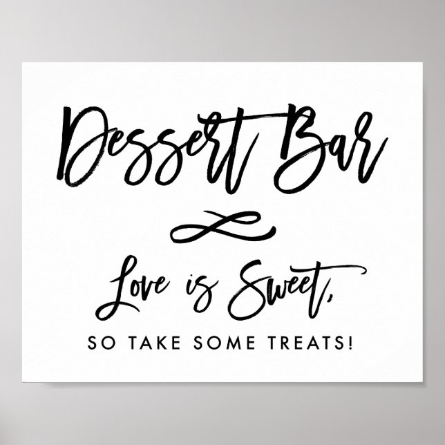 Chic Hand Lettered Bröllop Dessert Pub Poster (Framsidan)