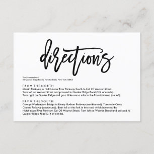 Chic Hand Lettered Bröllop Directions Card Tilläggskort