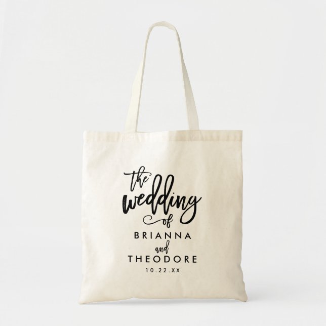 Chic Hand Lettered Bröllop Helg Tote Bag Tygkasse (Framsidan)