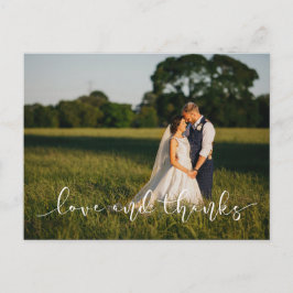 Chic Hand Lettered Bröllop KÄRLEK AND THANKES whit Vykort