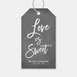 Chic Hand Lettered Bröllop Kärlek är sötad Presentetikett