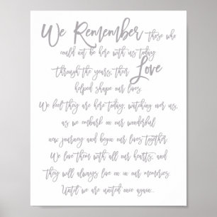 Chic Hand Lettered Bröllop Memorial-tecken Poster