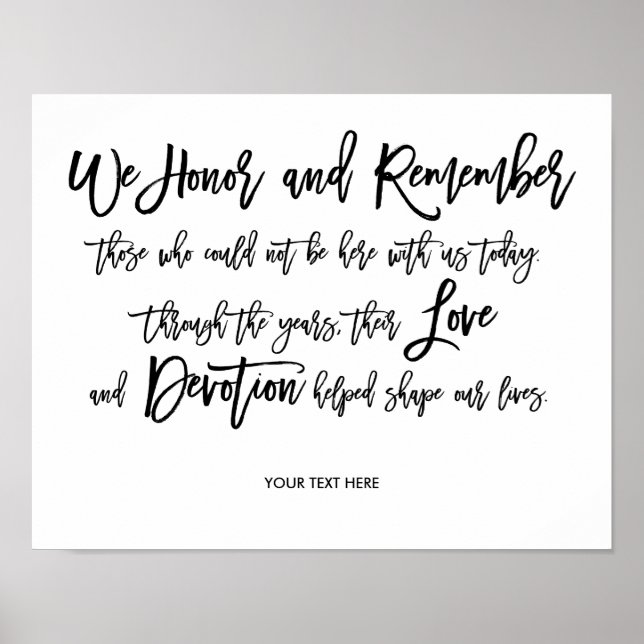 Chic Hand Lettered Bröllop Memorial-tecken Poster (Framsidan)