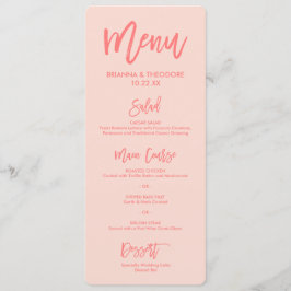 Chic Hand Lettered Bröllop Menu | Korall Meny